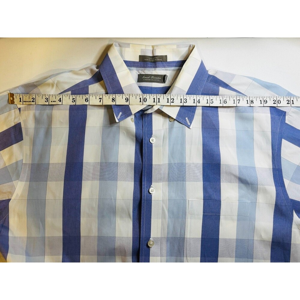 Daniel Cremieux Signature Collection XXL 2XL Blue White Plaid Cotton Shirt NWOT - Picture 5 of 10